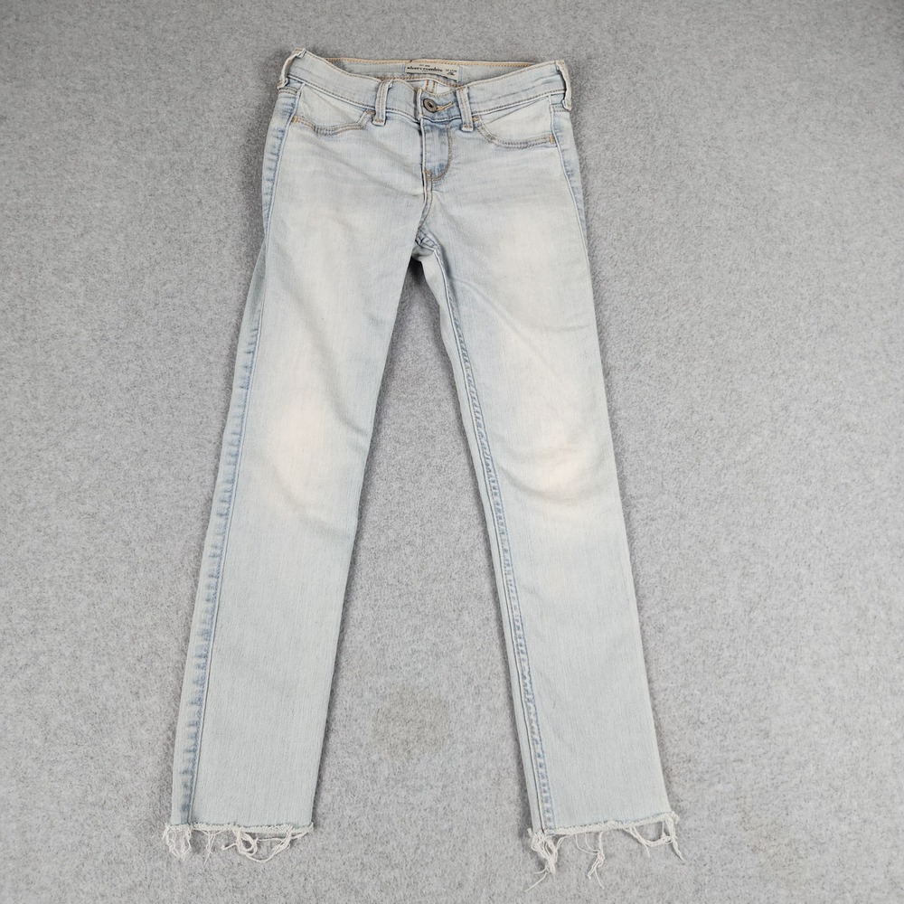 Abercrombie & Fitch Jeans Kids 14 Slim Blue Denim Cotton Streetwear Frayed Hem
